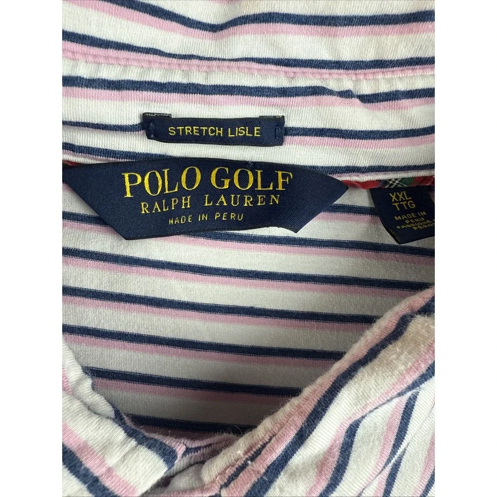 Polo Golf Ralph Lauren Stretch Lisle Short Sleeve Polo Striped Men's SIze XXL